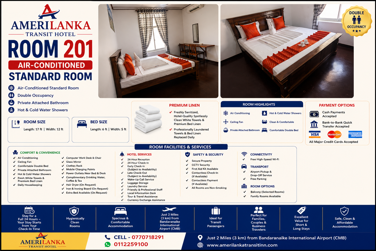 AmeriLanka Transit Hotel Room 201