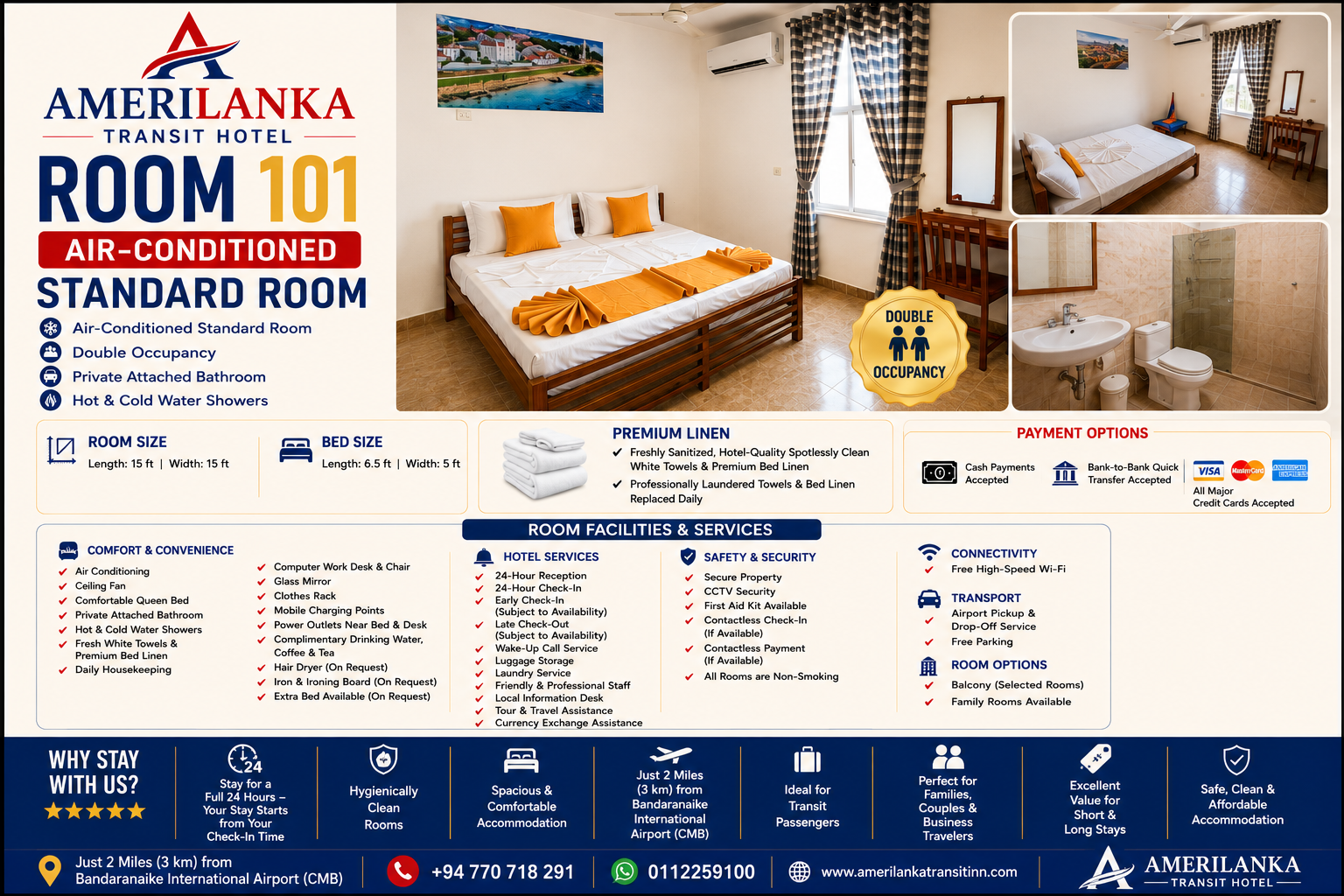 AmeriLanka Transit Hotel Room 101
