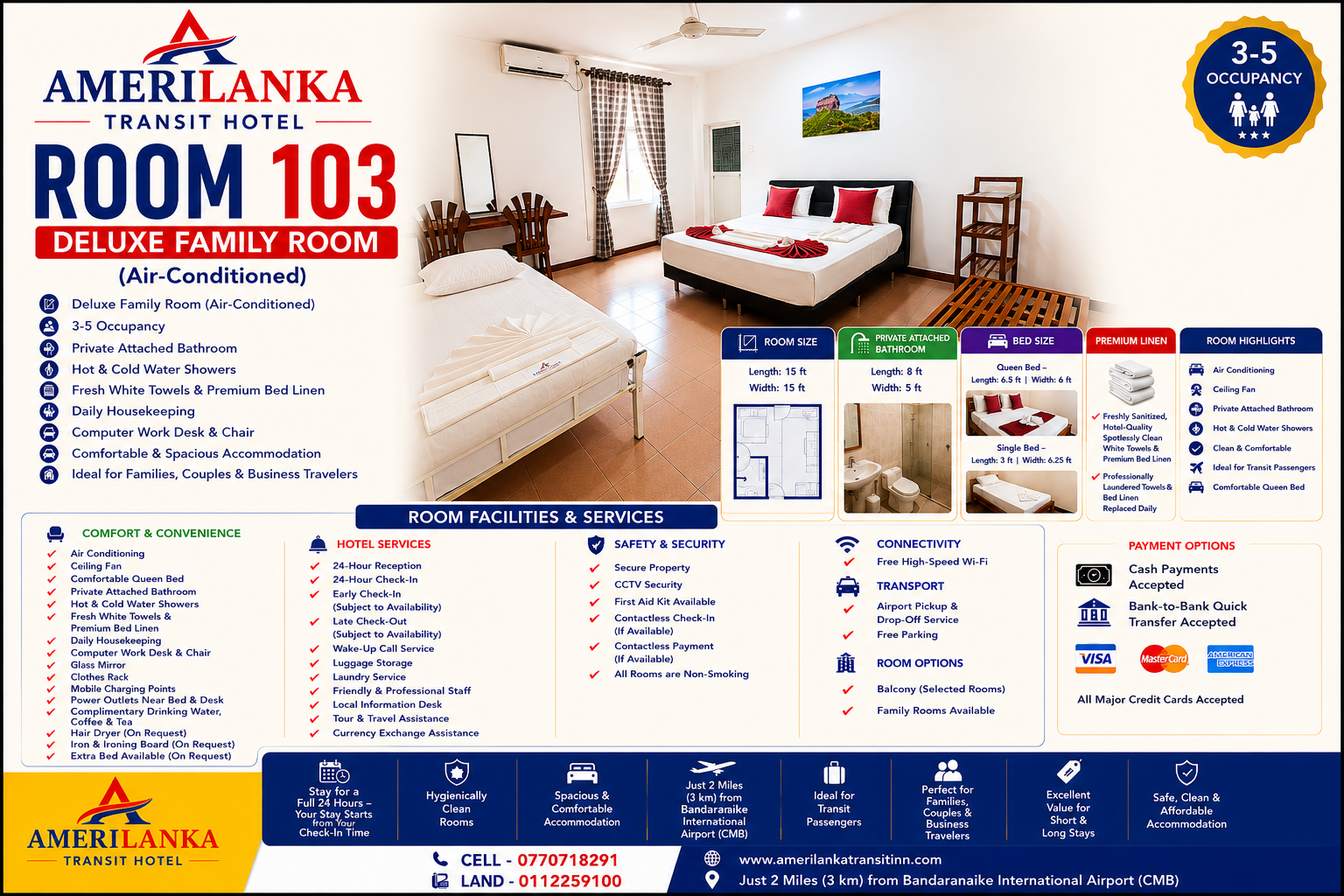 AmeriLanka Transit Hotel Room 103