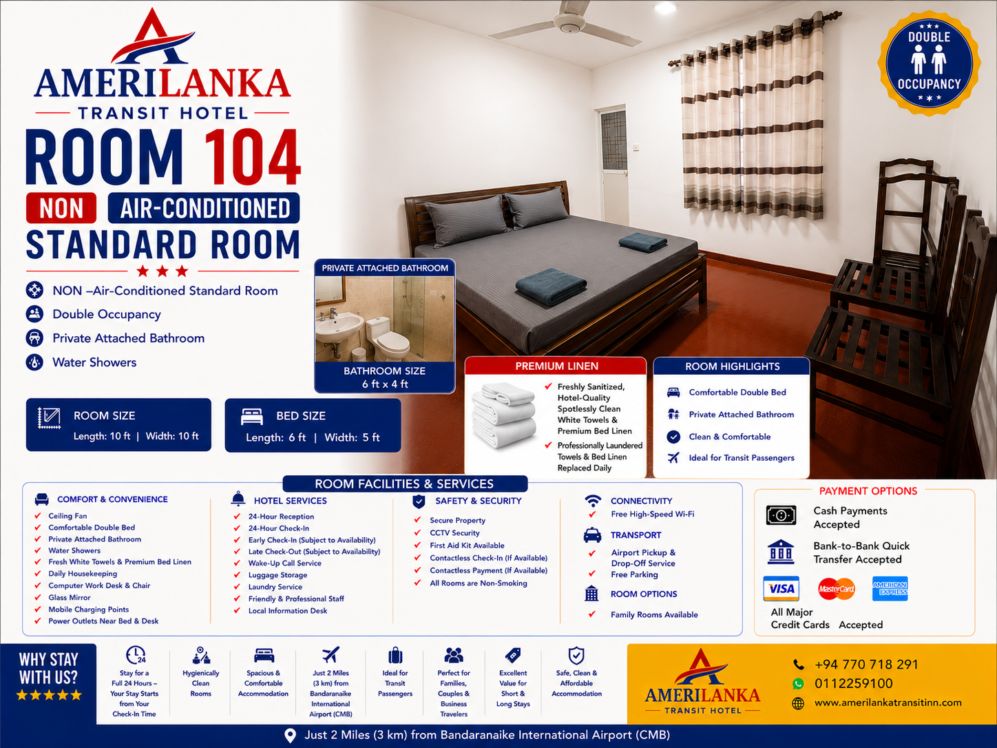 AmeriLanka Transit Hotel Room 104