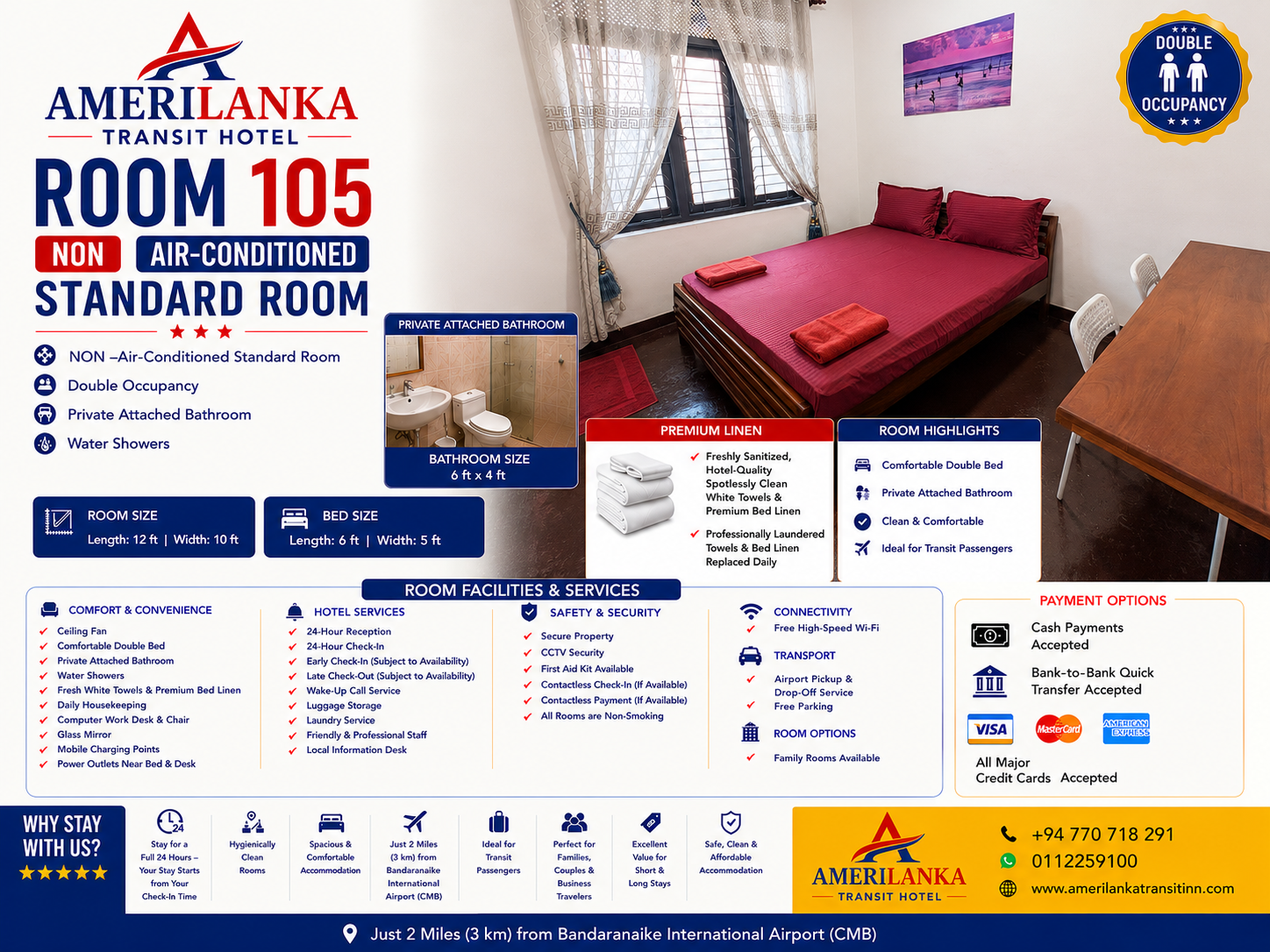 AmeriLanka Transit Hotel Room 105