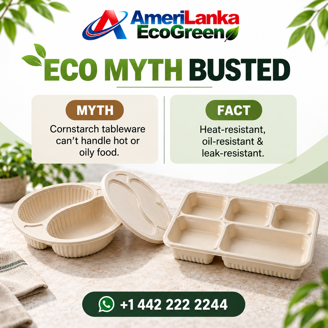 AmeriLanka EcoGreen compartment meal tray