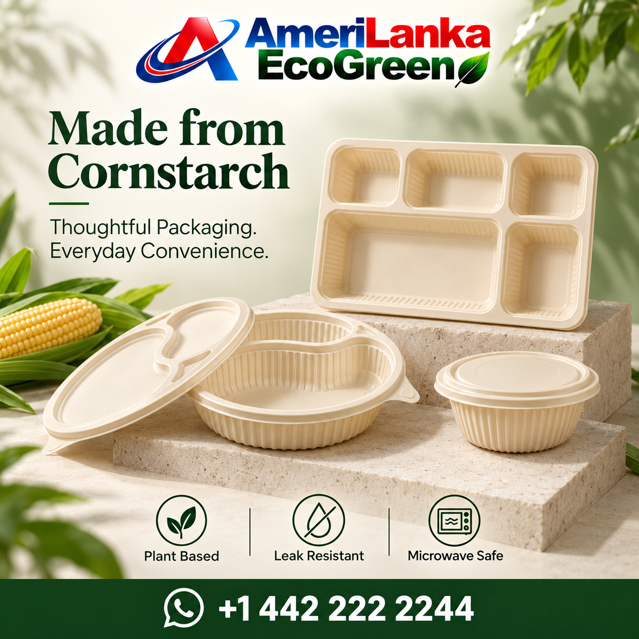 Plant-based packaging from AmeriLanka EcoGreen